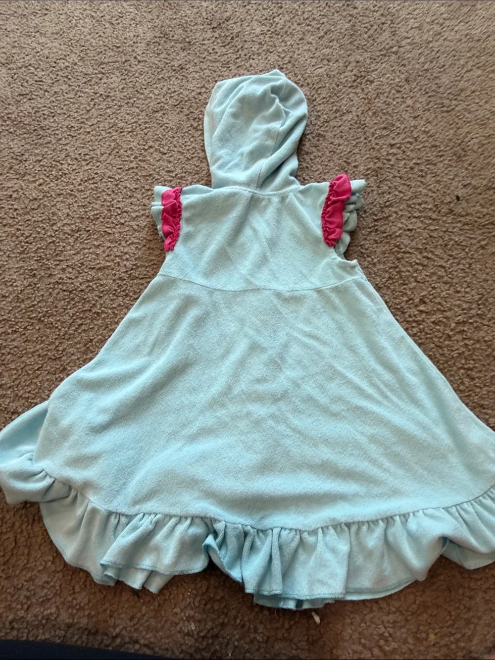 B72 Y2K Little Mermaid Hooded Towel with Pink Ruffle Details